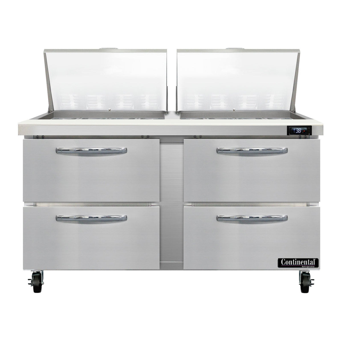 Continental Refrigerator SW60N24M-D 60-Inch Mega Top Sandwich & Salad Prep Table — 4 Drawers, 24 Pans, Stainless Steel Front