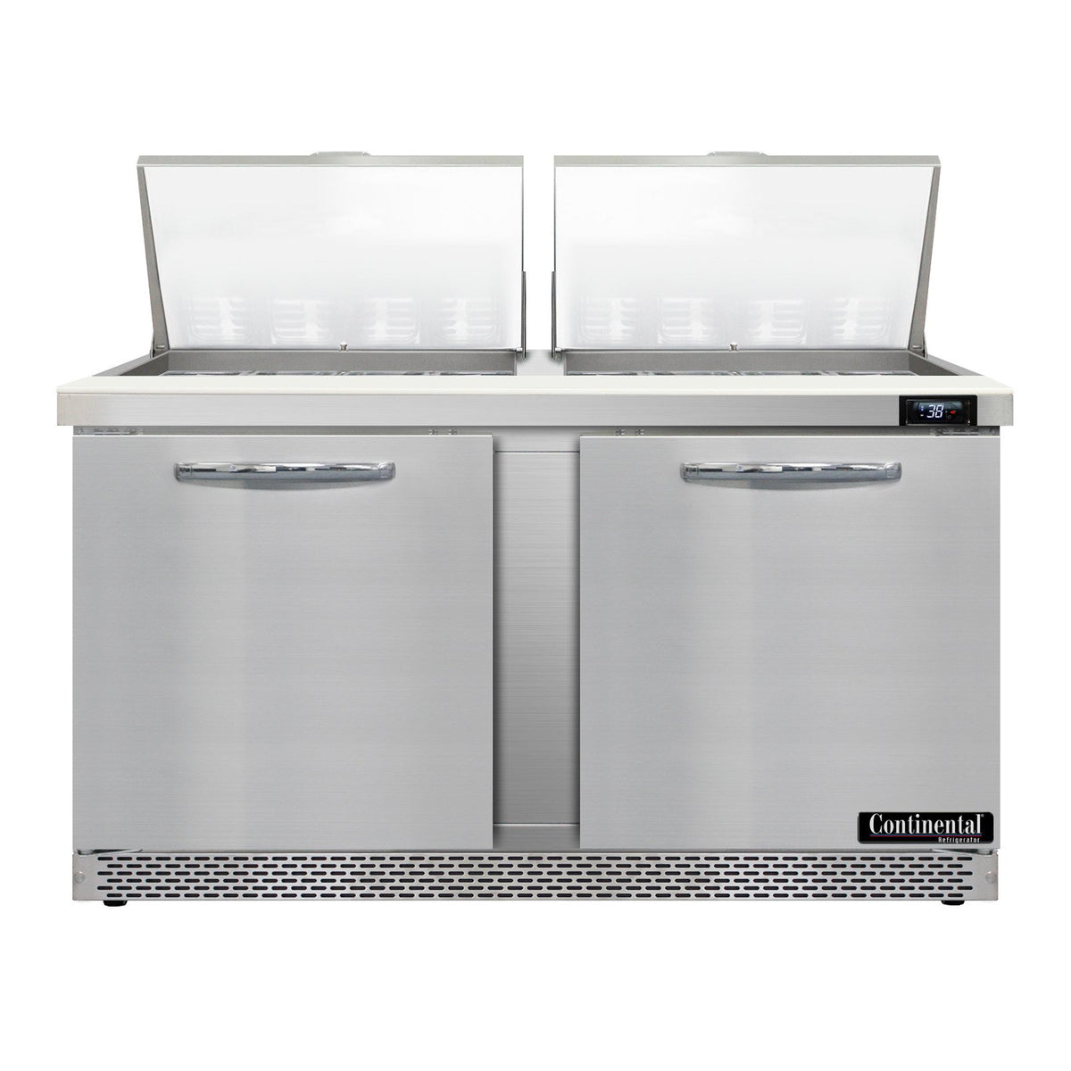 Continental Refrigerator SW60N24M-FB 60-Inch Mega Top Sandwich & Salad Prep Table — 2 Doors, 24 Pans, Stainless Steel Front