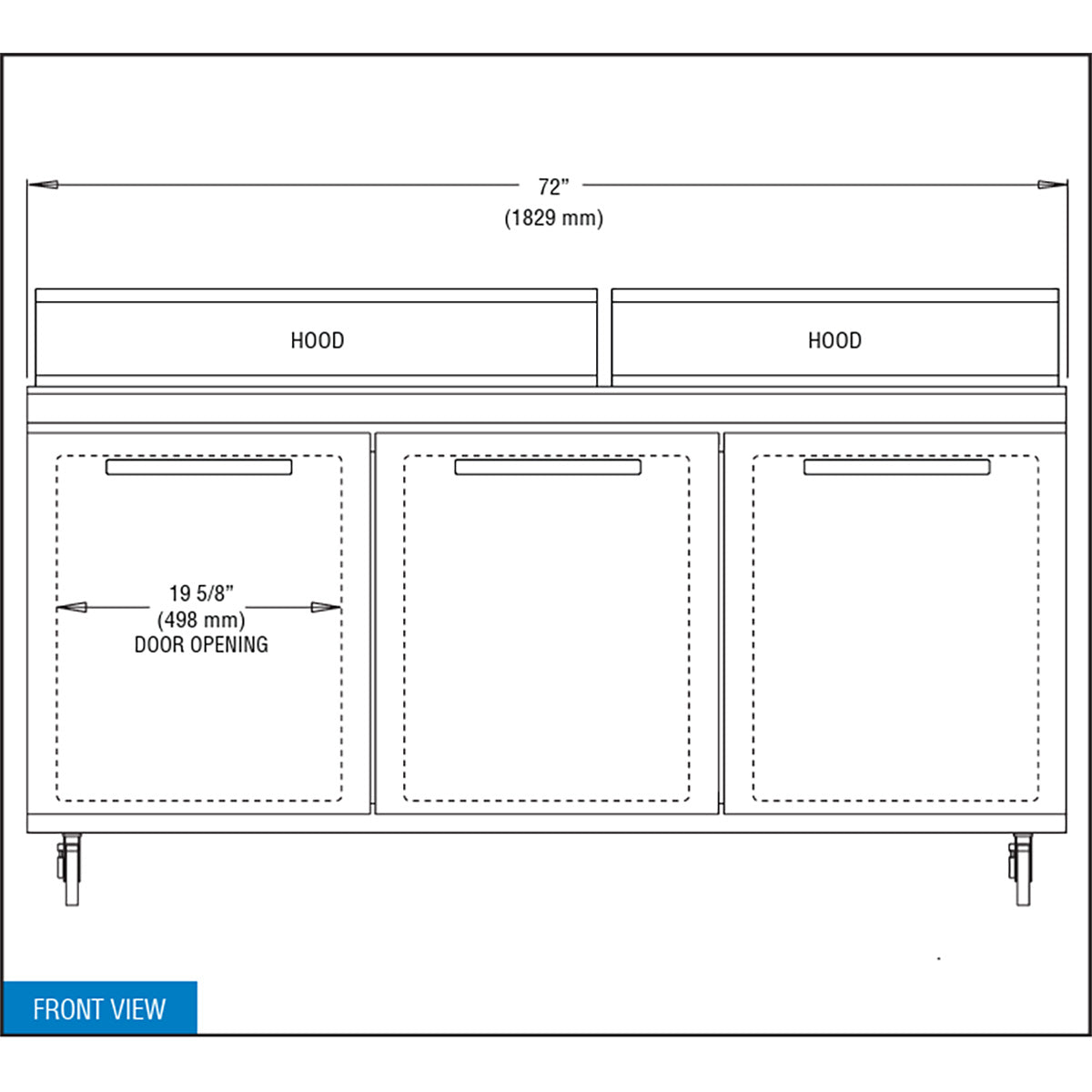 Continental Refrigerator SW72N18 72-Inch Sandwich & Salad Prep Table — 3 Doors, 18 Pans, Stainless Steel Front