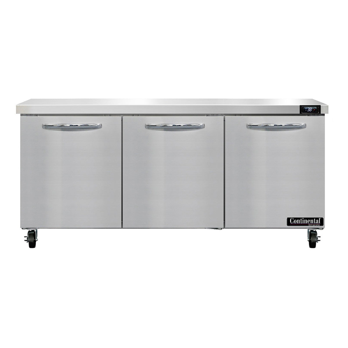 Continental Refrigerator SW72N 72-Inch Worktop Refrigerator — 3 Doors, Stainless Steel Front