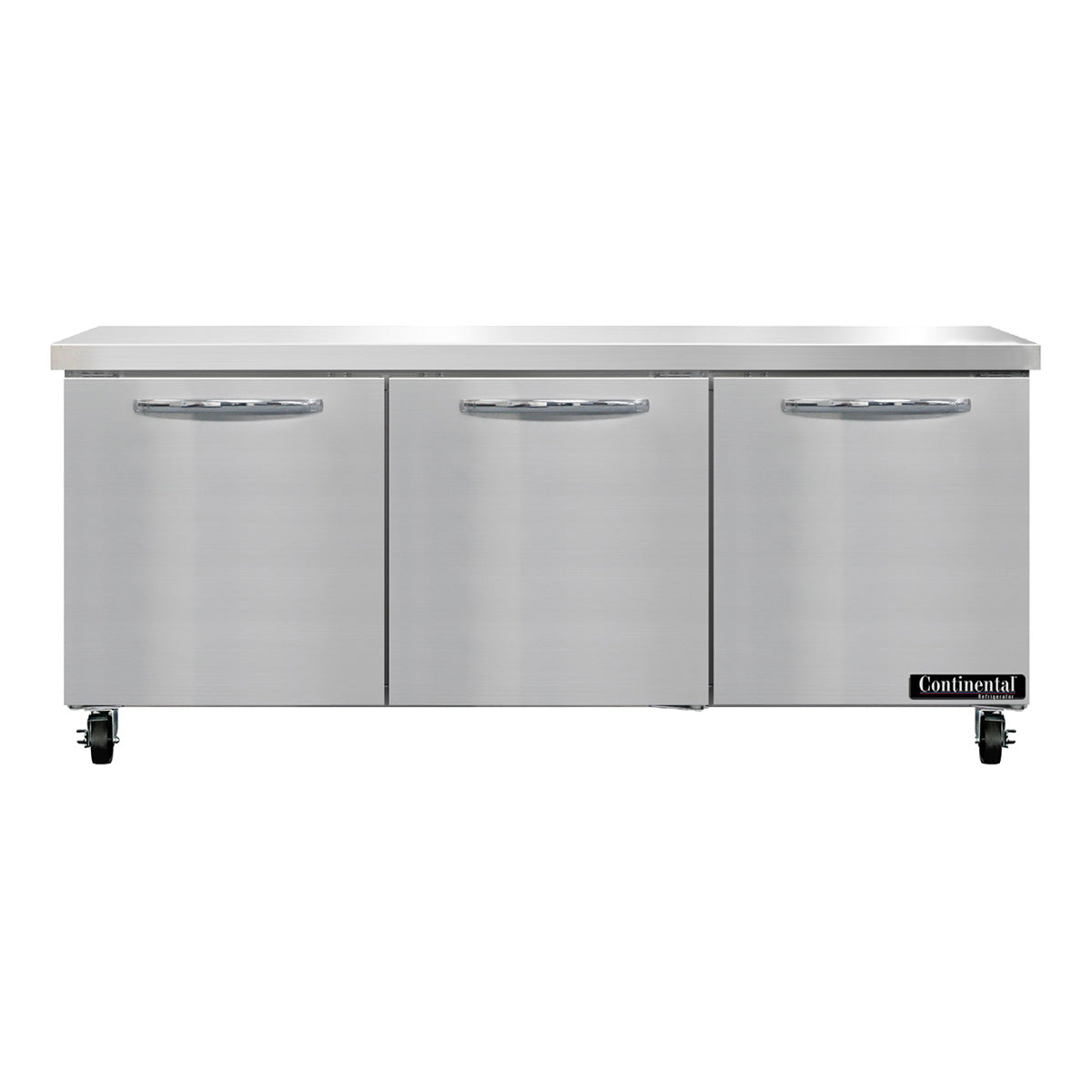 Continental Refrigerator SW72N 72-Inch Worktop Refrigerator — 3 Doors, Stainless Steel Front