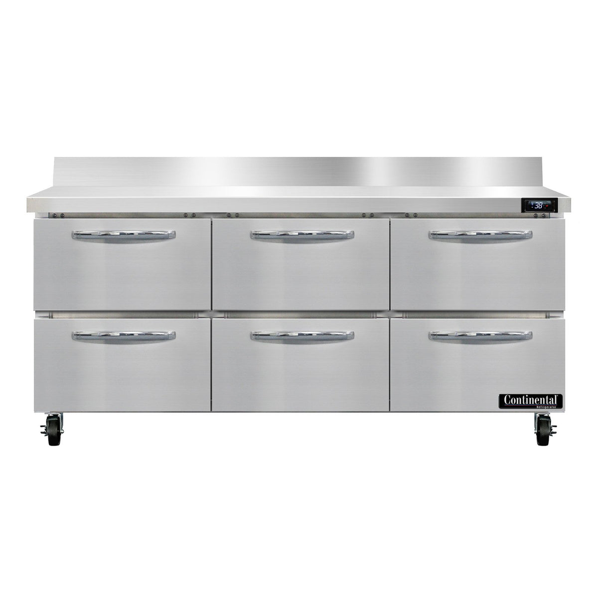 Continental Refrigerator SW72NBS-D 72-Inch Worktop Refrigerator — 6 Drawers, Stainless Steel Front