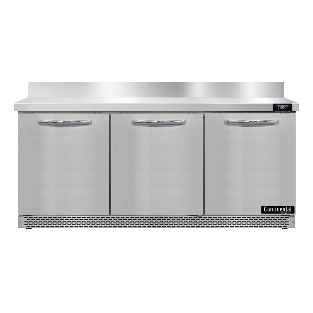 Continental Refrigerator SW72NBS-FB 72-Inch Worktop Refrigerator — 3 Doors, Stainless Steel Front