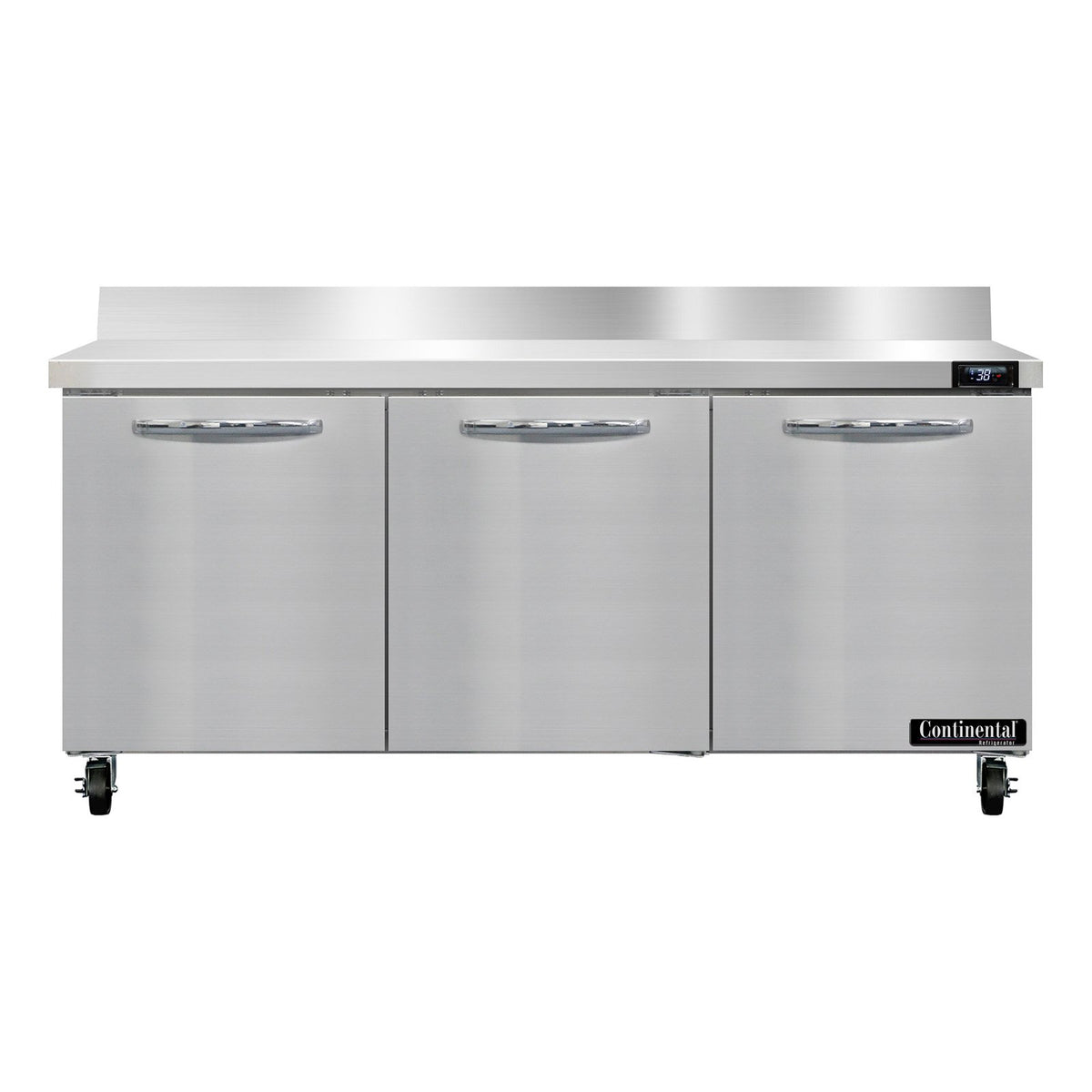 Continental Refrigerator SW72NBS 72-Inch Worktop Refrigerator — 3 Doors, Stainless Steel Front
