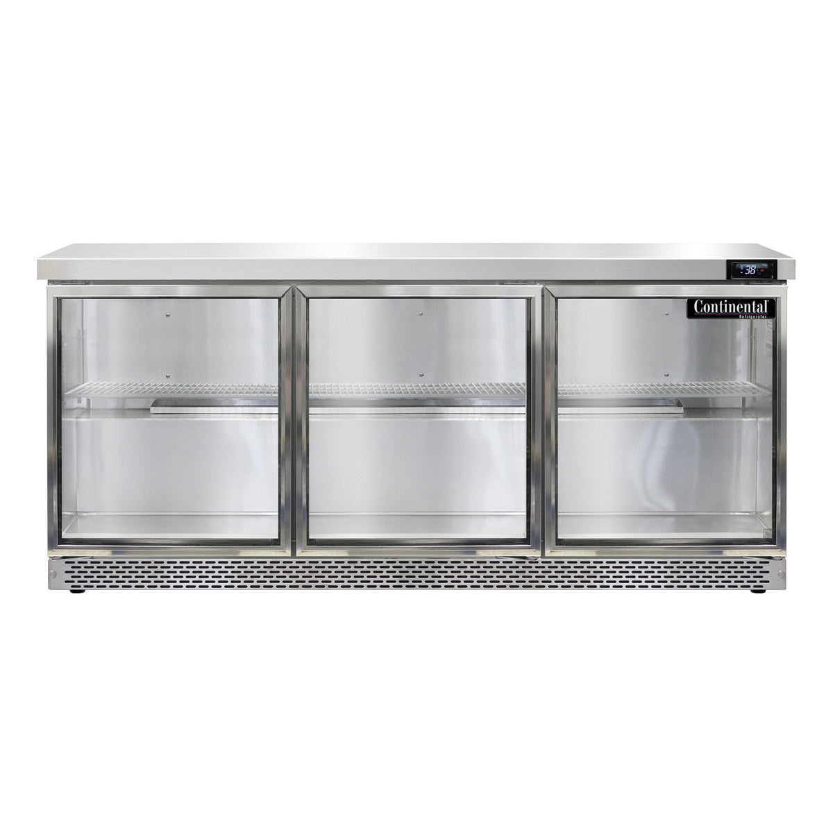 Continental Refrigerator SW72NGD-FB 72-Inch Worktop Refrigerator — 3 Doors, Stainless Steel Front