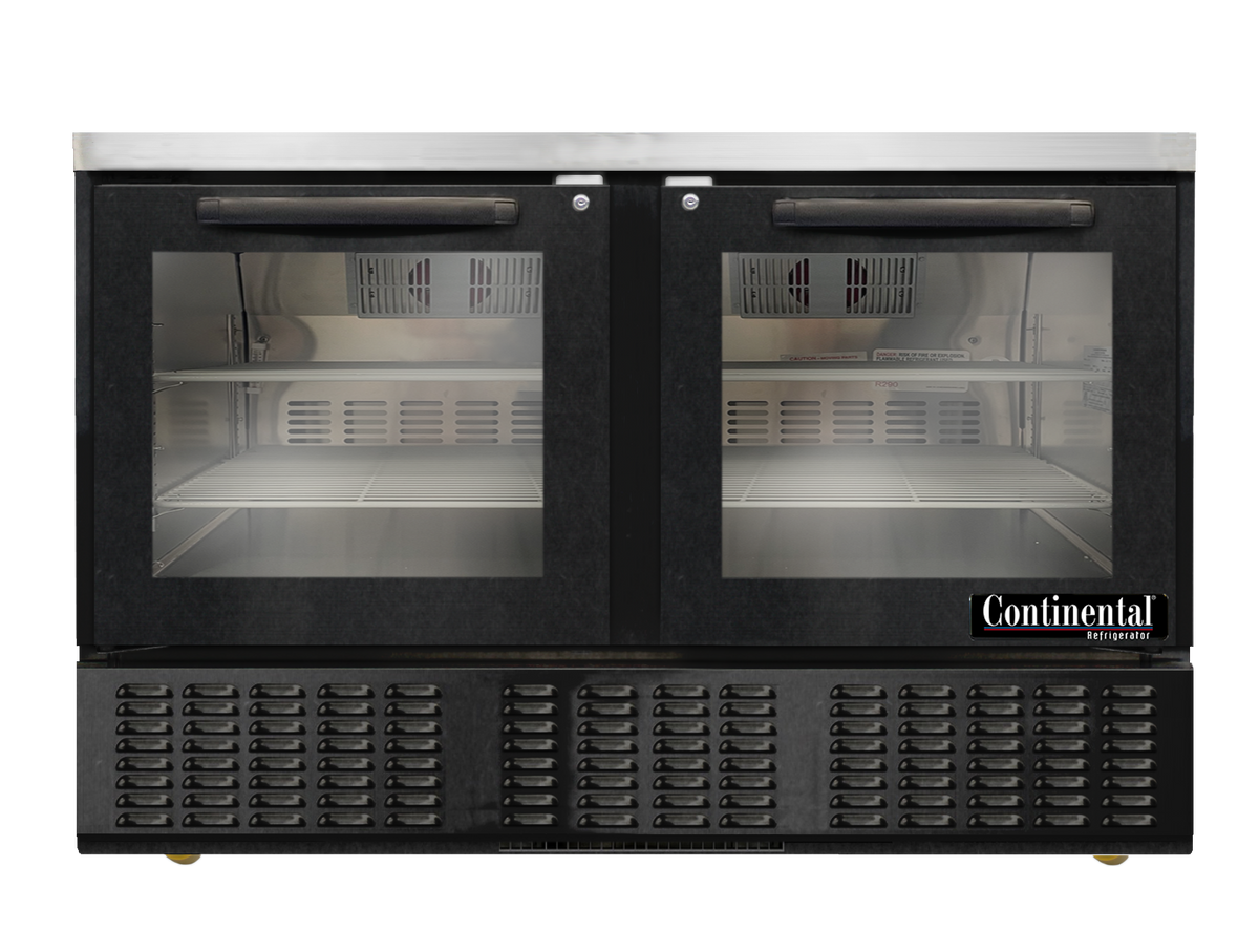Continental Refrigerator UC48NGD-B 48-Inch Undercounter Glass Door Refrigerator — 2 Doors