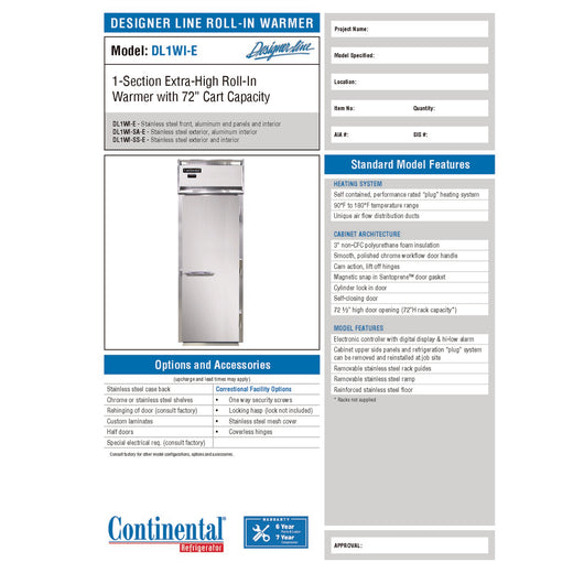 Manufacturer Spec Sheet