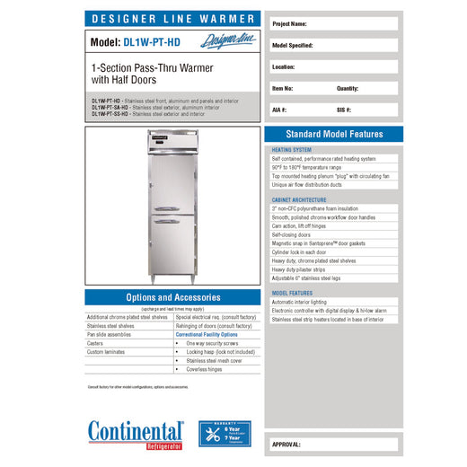 Manufacturer Spec Sheet