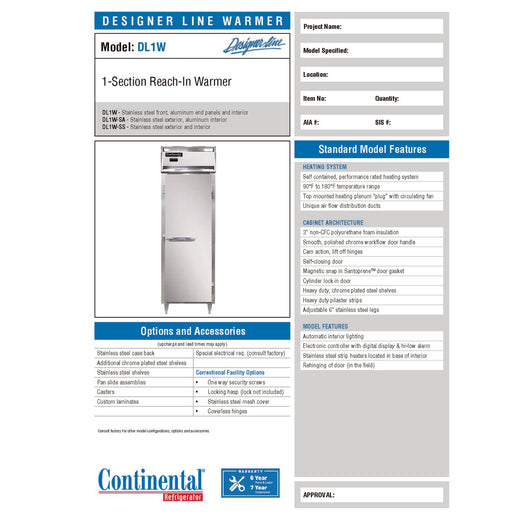 Manufacturer Spec Sheet