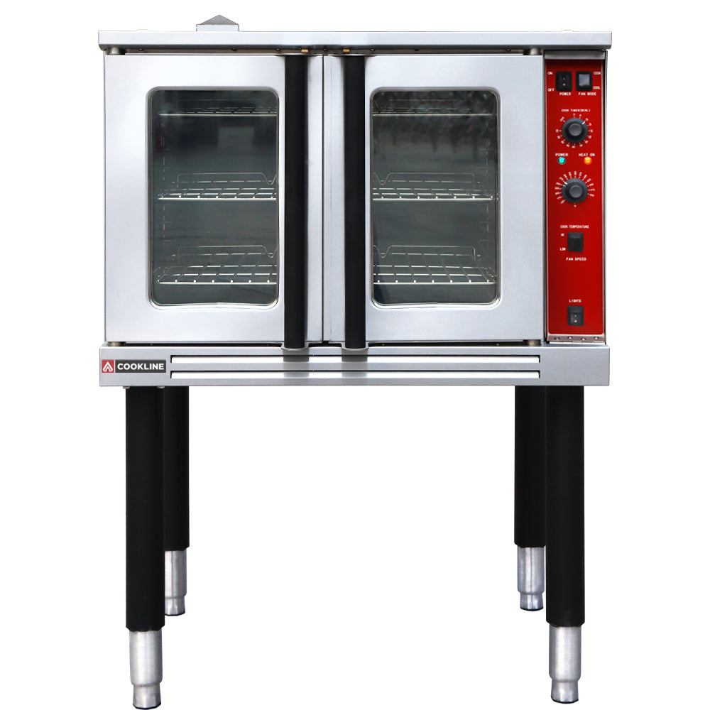Cookline CV100-SGL-240-1 single deck electric convection oven, front view, doors closed