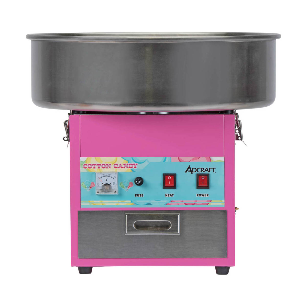 Adcraft COT-21 Cotton Candy Machine w/ 21" Bowl, 120 Cones Per Hour, 2 Replacement Belts