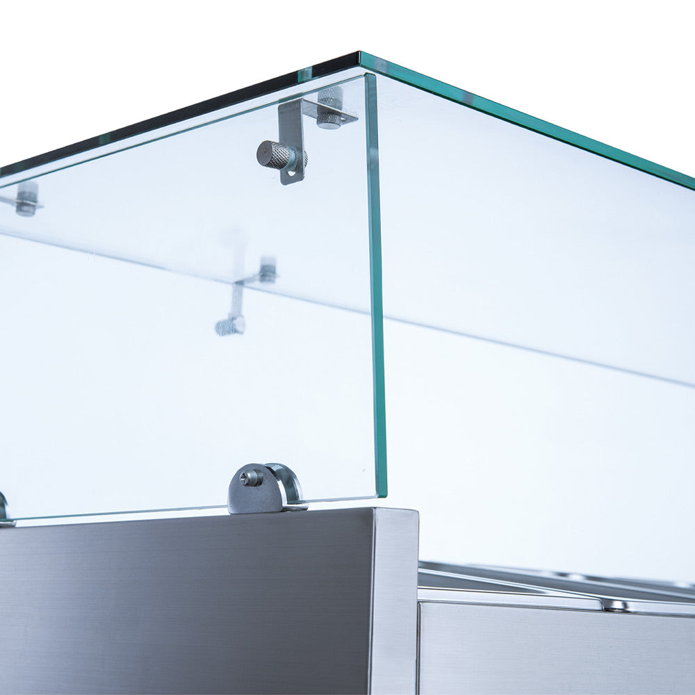 Coldline PDR-80N-2D-SG 80" Refrigerated Pizza Prep Dough Retarder with Marble Top, Two Drawers and Refrigerated Glass Topping Rail