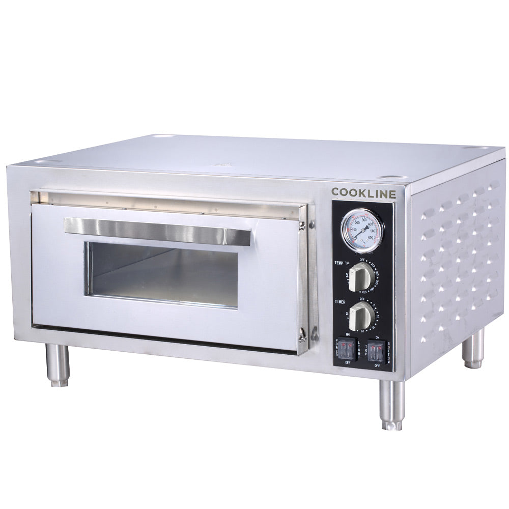 Cookline CPO-1 countertop electric pizza oven, front angle view, door closed
