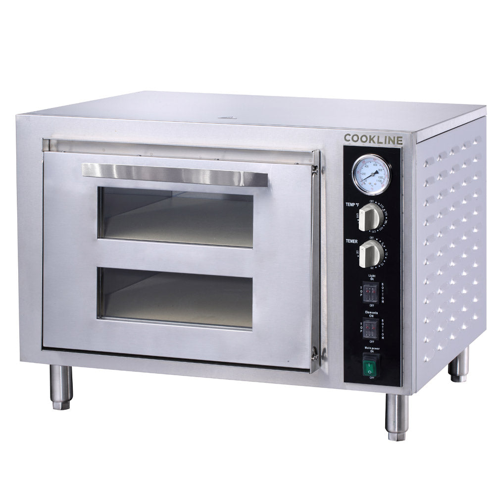 Cookline CPO-2 countertop electric pizza oven, front angle view, door closed