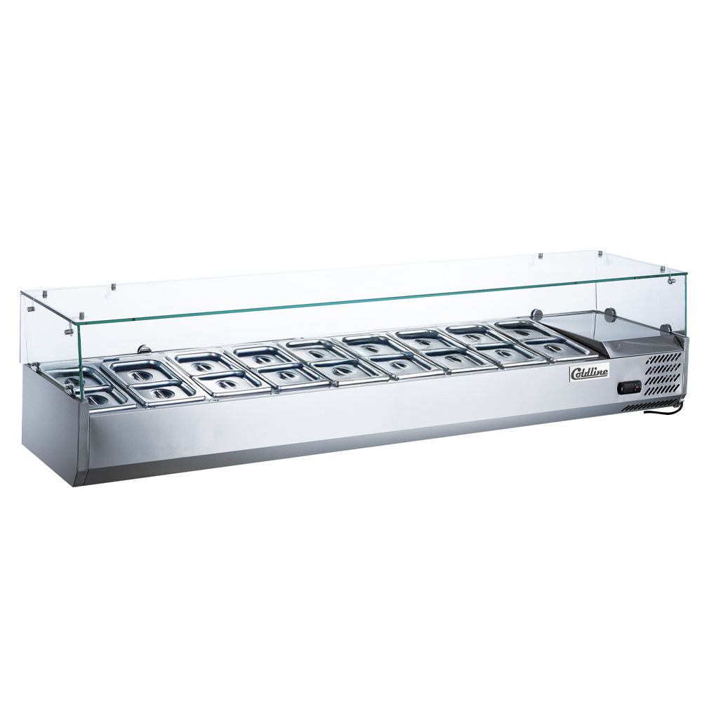 Coldline CTP80SG refrigerated countertop salad bar, shown with smaller pans