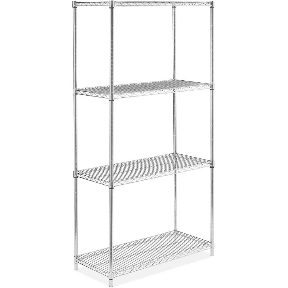 18"D x 36"L x 74"H Chrome Wire Shelving Kit, 4-Shelf, NSF Listed
