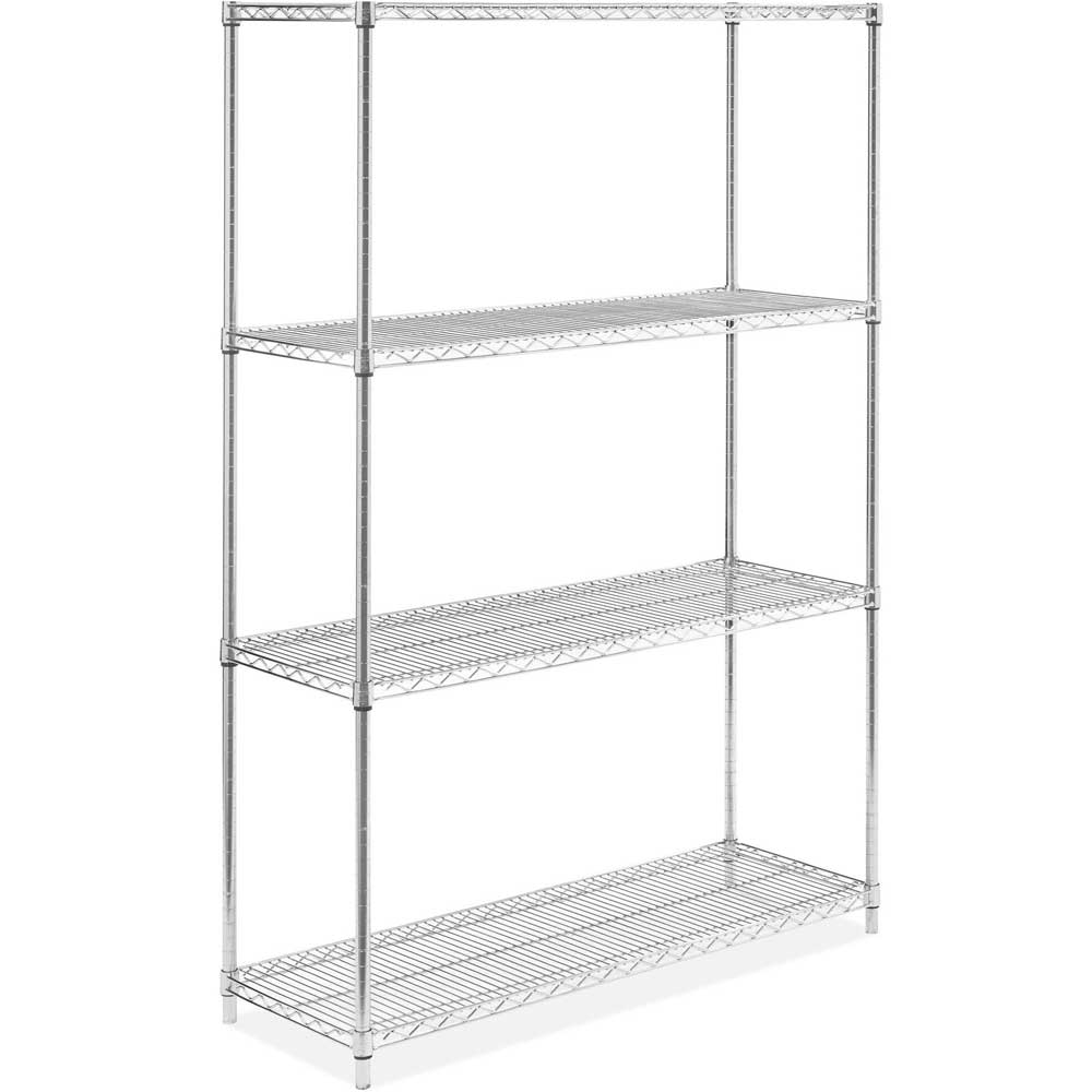 18"D x 48"L x 64"H Chrome Wire Shelving Kit, 4-Shelf, NSF Listed