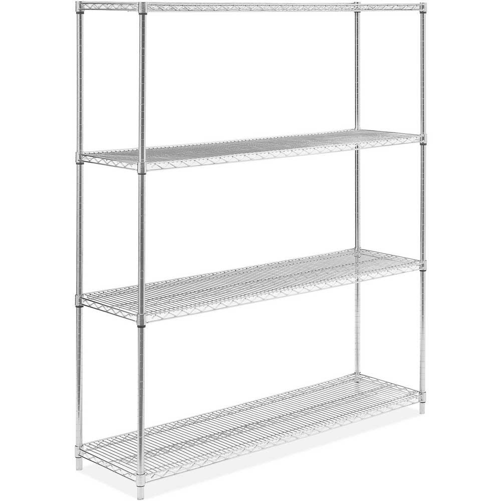 18"D x 60"L x 64"H Chrome Wire Shelving Kit, 4-Shelf, NSF Listed