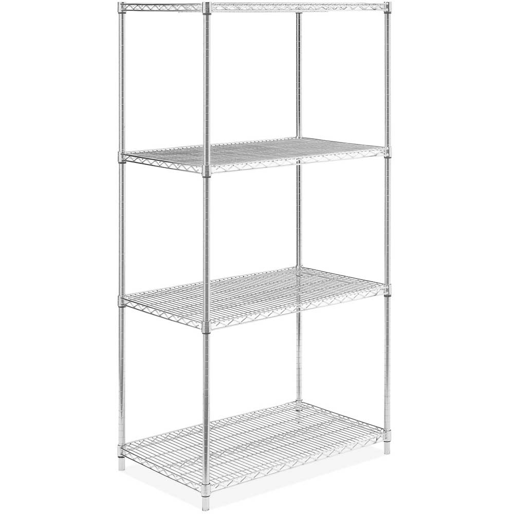 24"D x 36"L x 64"H Chrome Wire Shelving Kit, 4-Shelf, NSF Listed