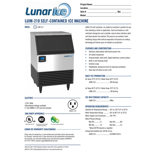 LUIM-210 Spec Sheet