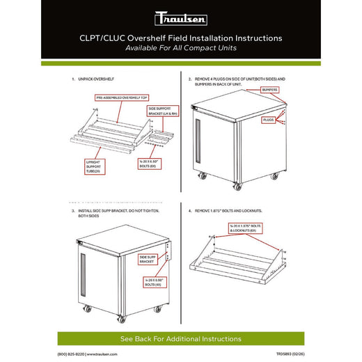 Traulsen CLPT/CLUC Install Instructions