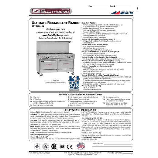 Product Family Spec Sheet