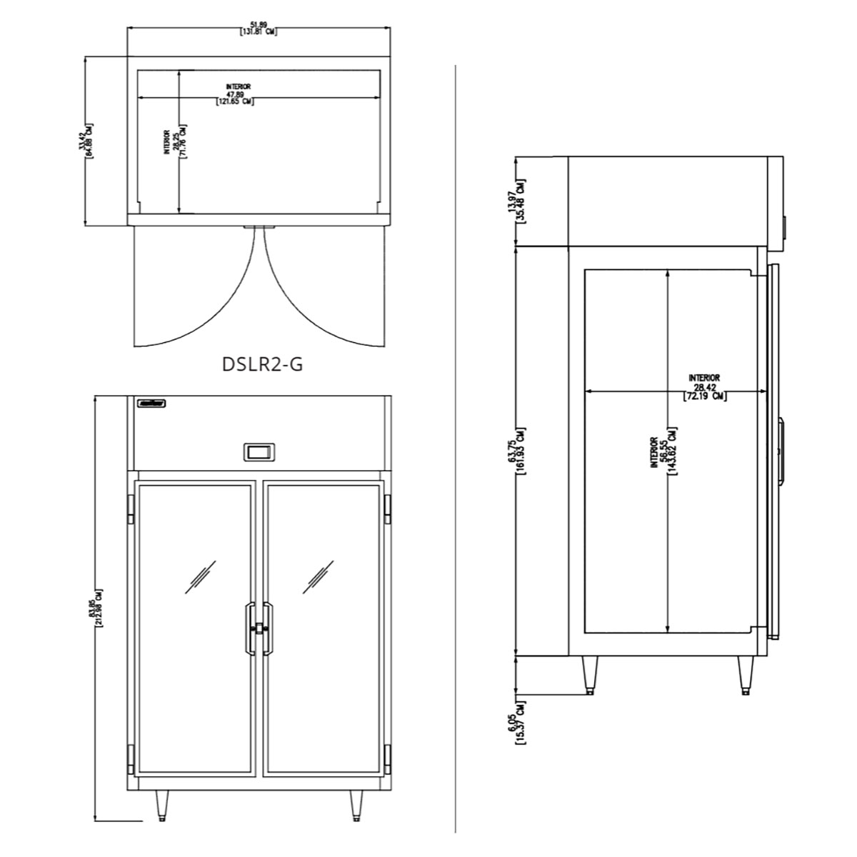 Delfield DSLR2-G 51.89-Inch Reach-In Glass Door Refrigerator — 2 Doors