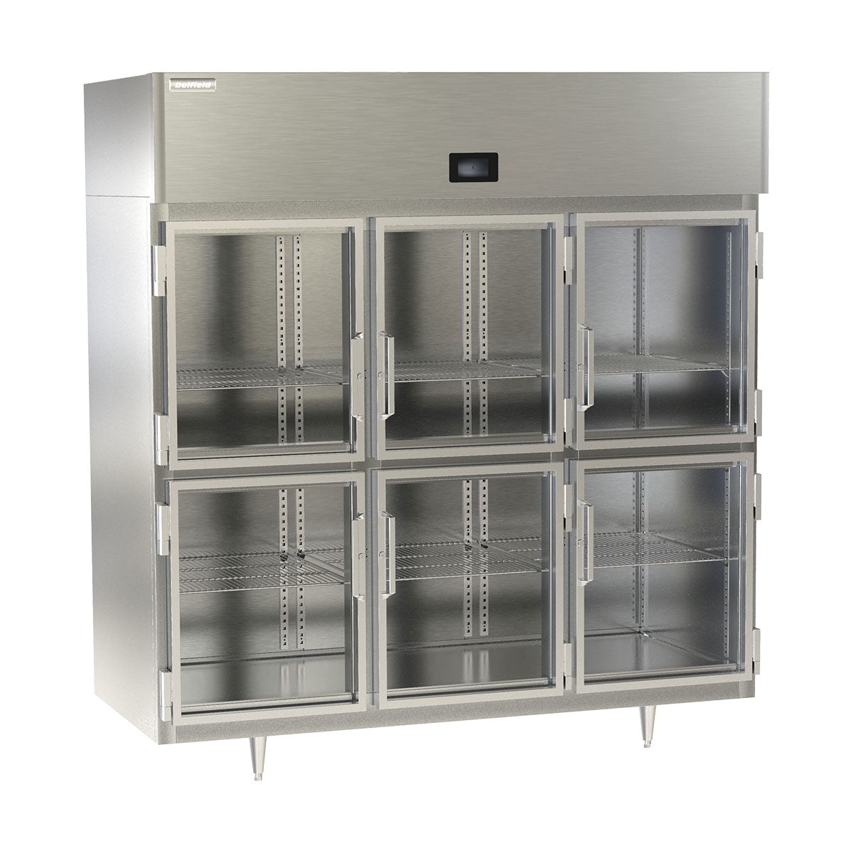 Delfield DSLR3-GH 77.64-Inch Reach-In Glass Door Refrigerator — 6 Doors