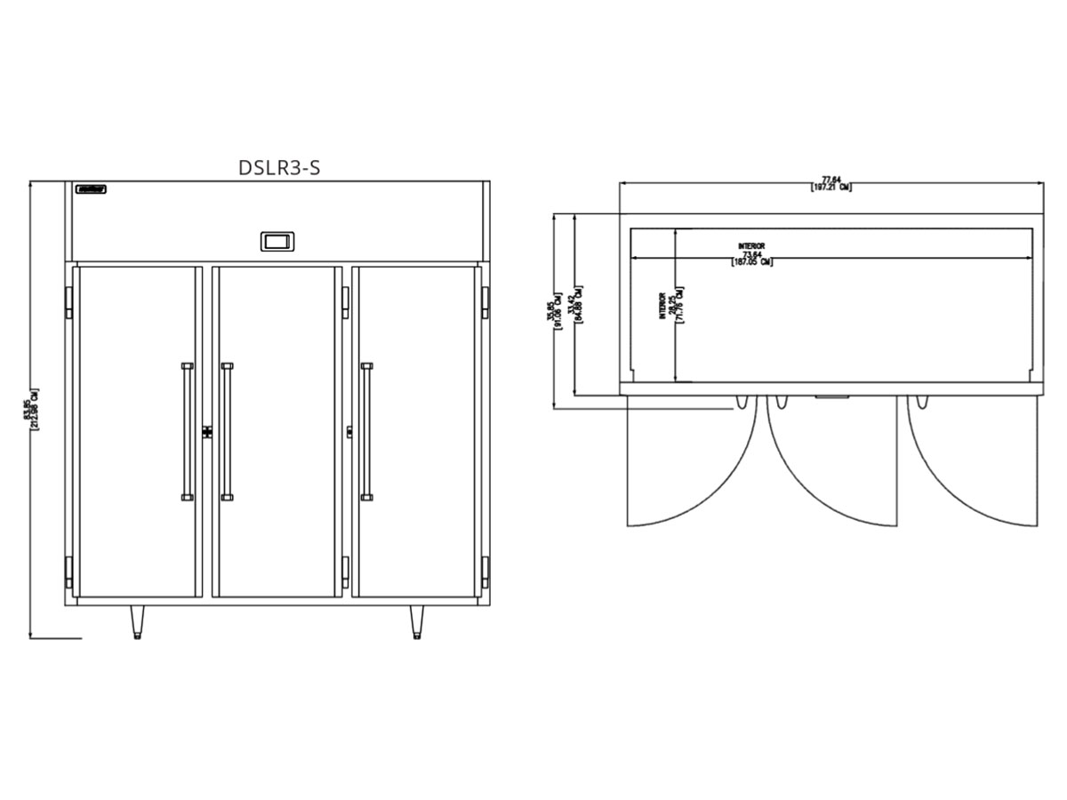 Delfield DSLR3-S 77.64-Inch Reach-In Refrigerator — 3 Doors