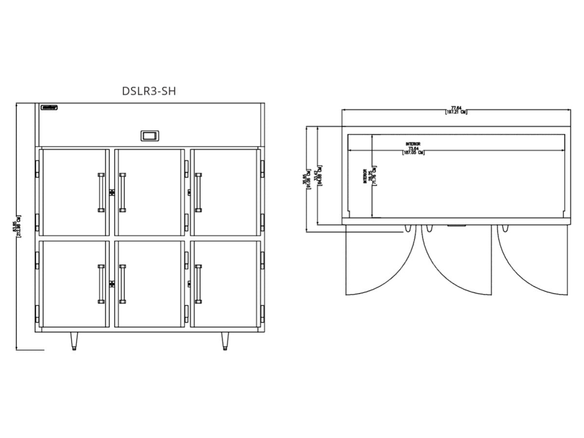 Delfield DSLR3-SH 77.64-Inch Reach-In Refrigerator — 6 Doors