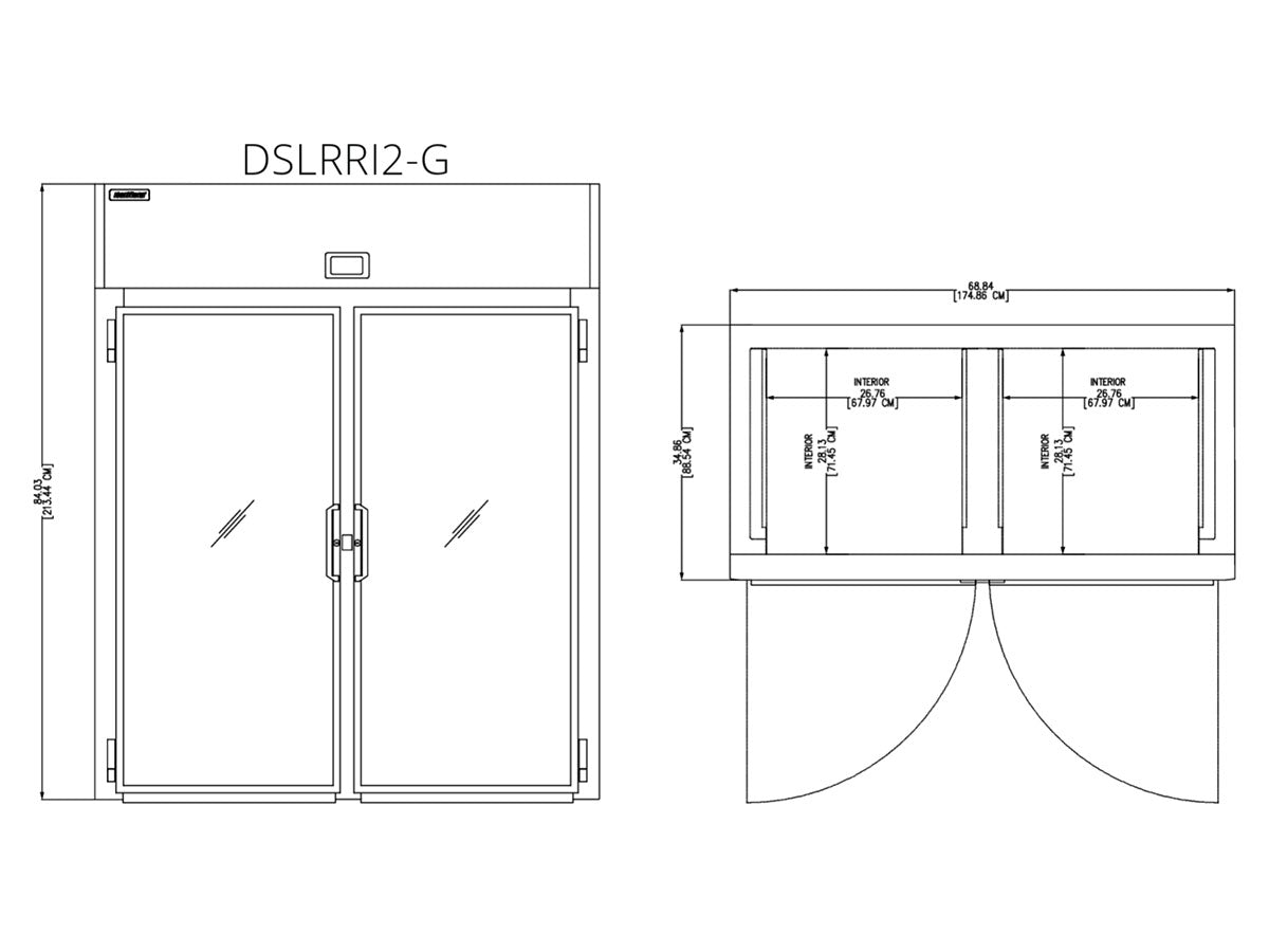 Delfield DSLRRI2-G 68.84-Inch Roll-In Glass Door Refrigerator — 2 Doors