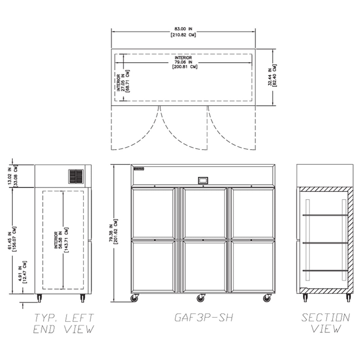 Delfield GAF3P-SH 83-Inch Reach-In Freezer — 6 Doors