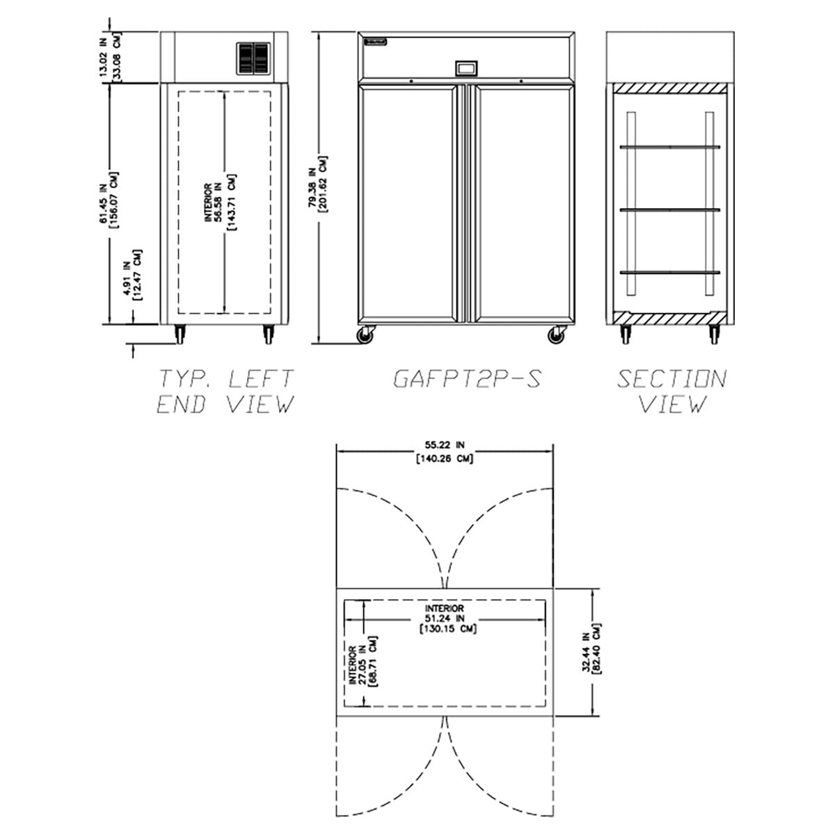 Delfield GAFPT2P-S 55.22-Inch Pass-Thru Freezer — 4 Doors