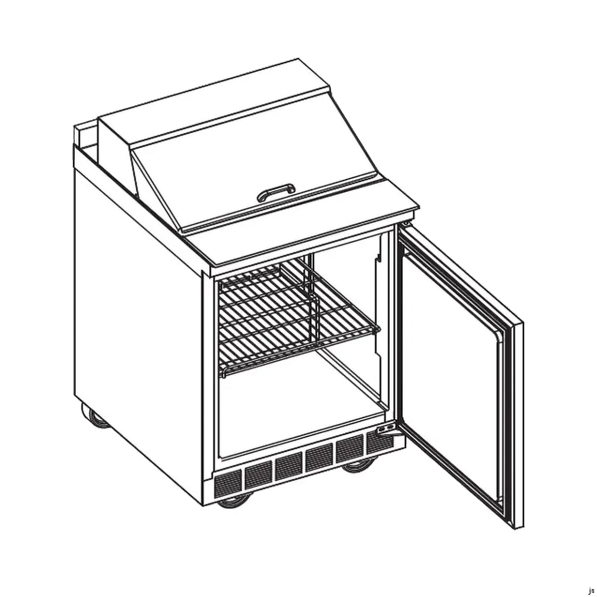 Delfield ST4427NP-6 27.13-Inch Sandwich & Salad Prep Table — 6 Pans, 1 door