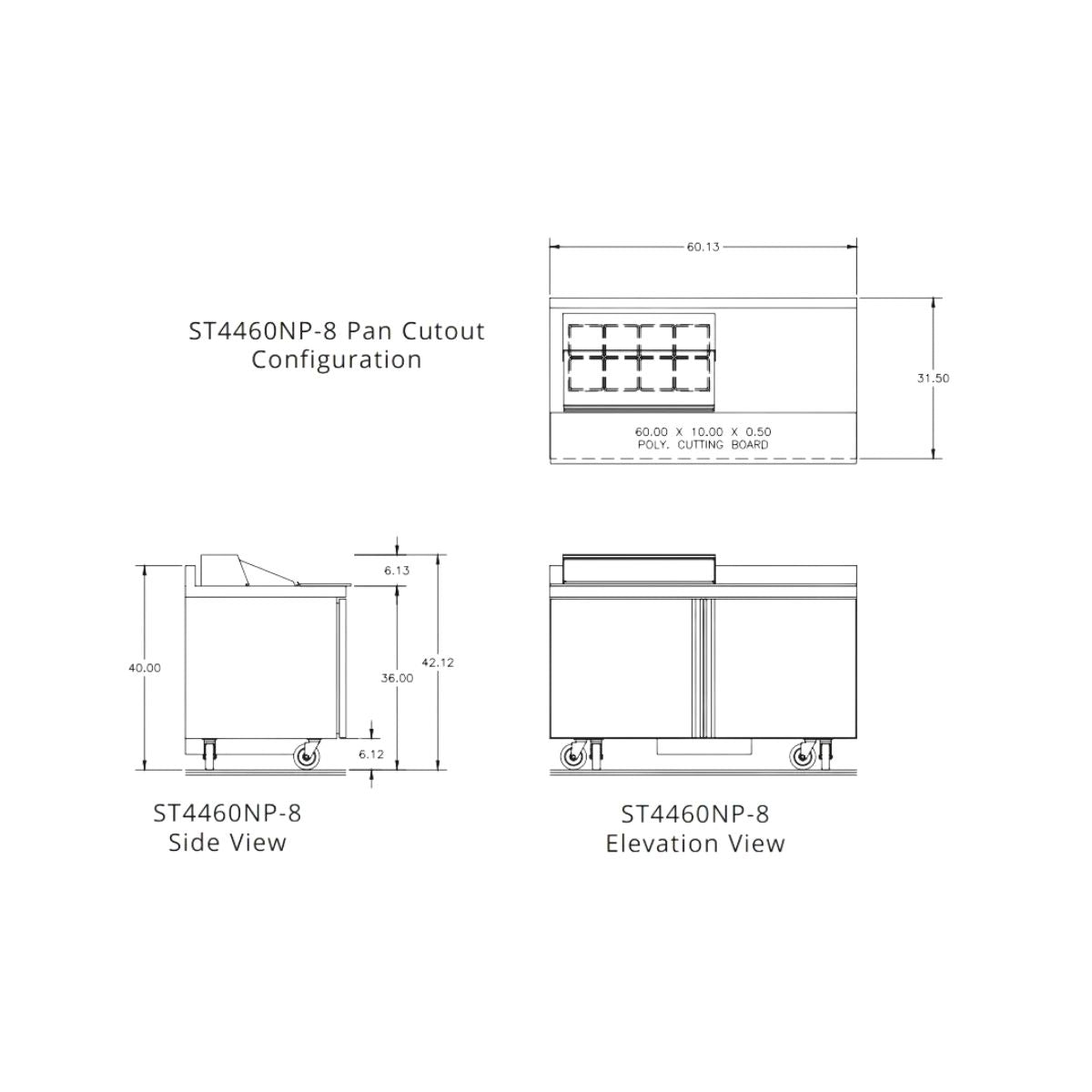 Delfield ST4460NP-8 60.13-Inch Sandwich & Salad Prep Table — 8 Pans, 2 doors