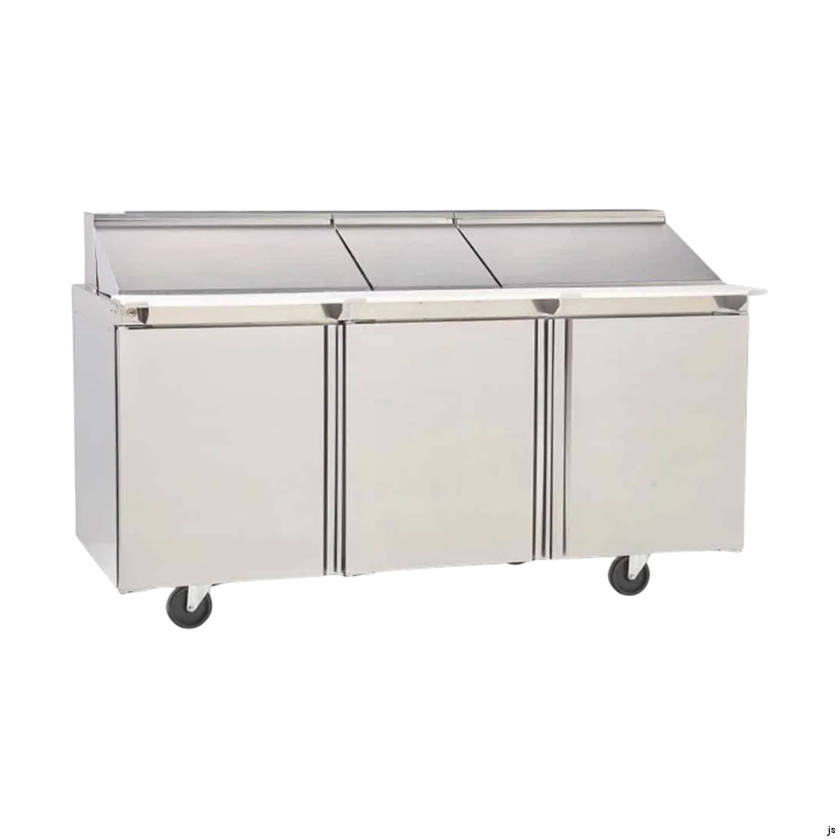Delfield ST4472NP-24M 72.13-Inch Sandwich & Salad Prep Table — 24 Pans, 3 doors