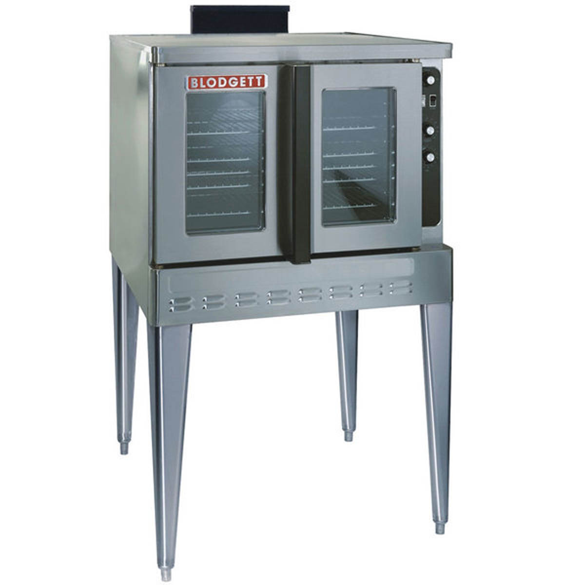 Blodgett DFG-100-ES gas convection oven on 25" legs, front view (representative image, earlier control panel)