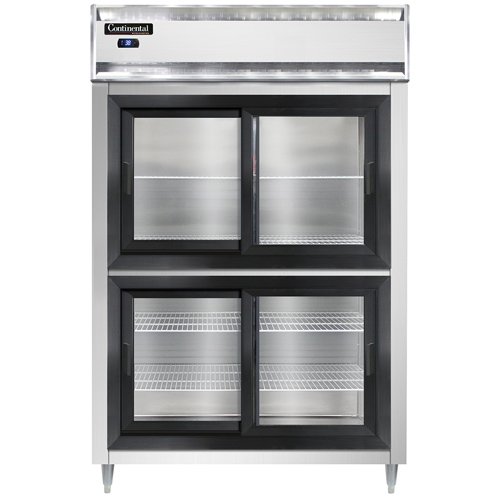 Continental Refrigerator D2RNSGDHD 52-Inch Reach-In Glass Door Refrigerator — 4 Doors, Stainless Steel Front
