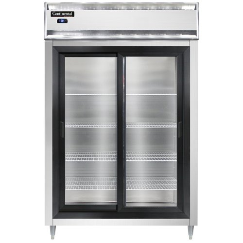 Continental Refrigerator D2RNSGD 52-Inch Reach-In Glass Door Refrigerator — 2 Doors, Stainless Steel Front