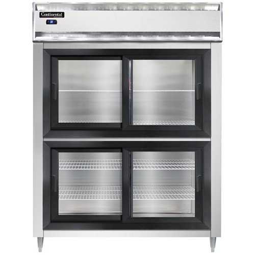 Continental Refrigerator D2RESNSGDHD 57-Inch Reach-In Glass Door Refrigerator — 4 Doors, Stainless Steel Front