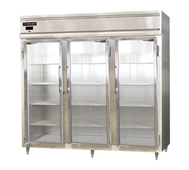 Continental Refrigerator D3RENSSGD 85.5-Inch Reach-In Glass Door Refrigerator — 3 Doors, Stainless Steel Exterior