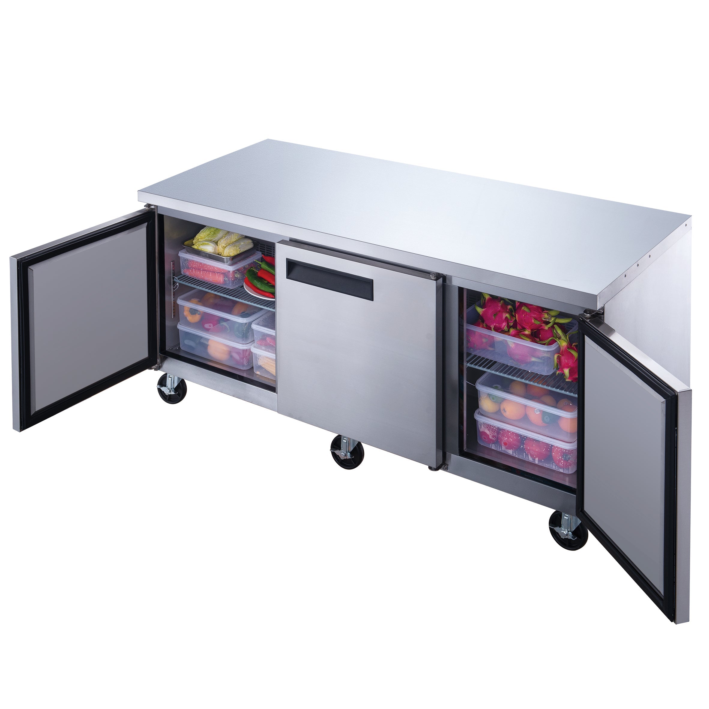 Dukers DUC72R 3-Door Undercounter Commercial Refrigerator in Stainless Steel