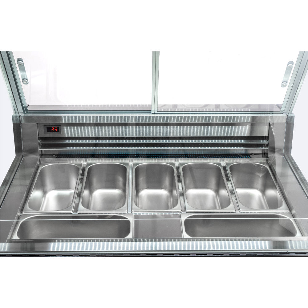 Marchia GIC-7-ST 42" 7-Pan Flat Glass White Gelato Ice Cream Dipping Cabinet Display Freezer