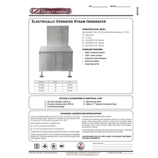 Product Family Spec Sheet