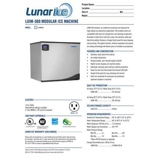 LUIM-500 Spec Sheet