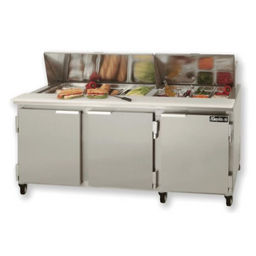 Leader NSFM72 72" Refrigerated Sandwich and Salad Prep Table, 3 Door