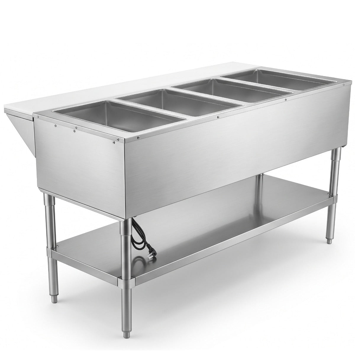 Prepline EST60-4O-110 electric steam table, angled back view with power cord