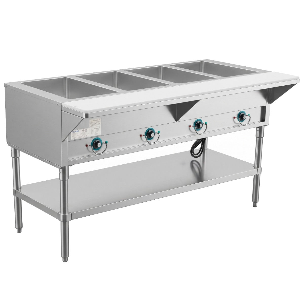 Prepline EST60-4O-110 electric steam table, angled front view