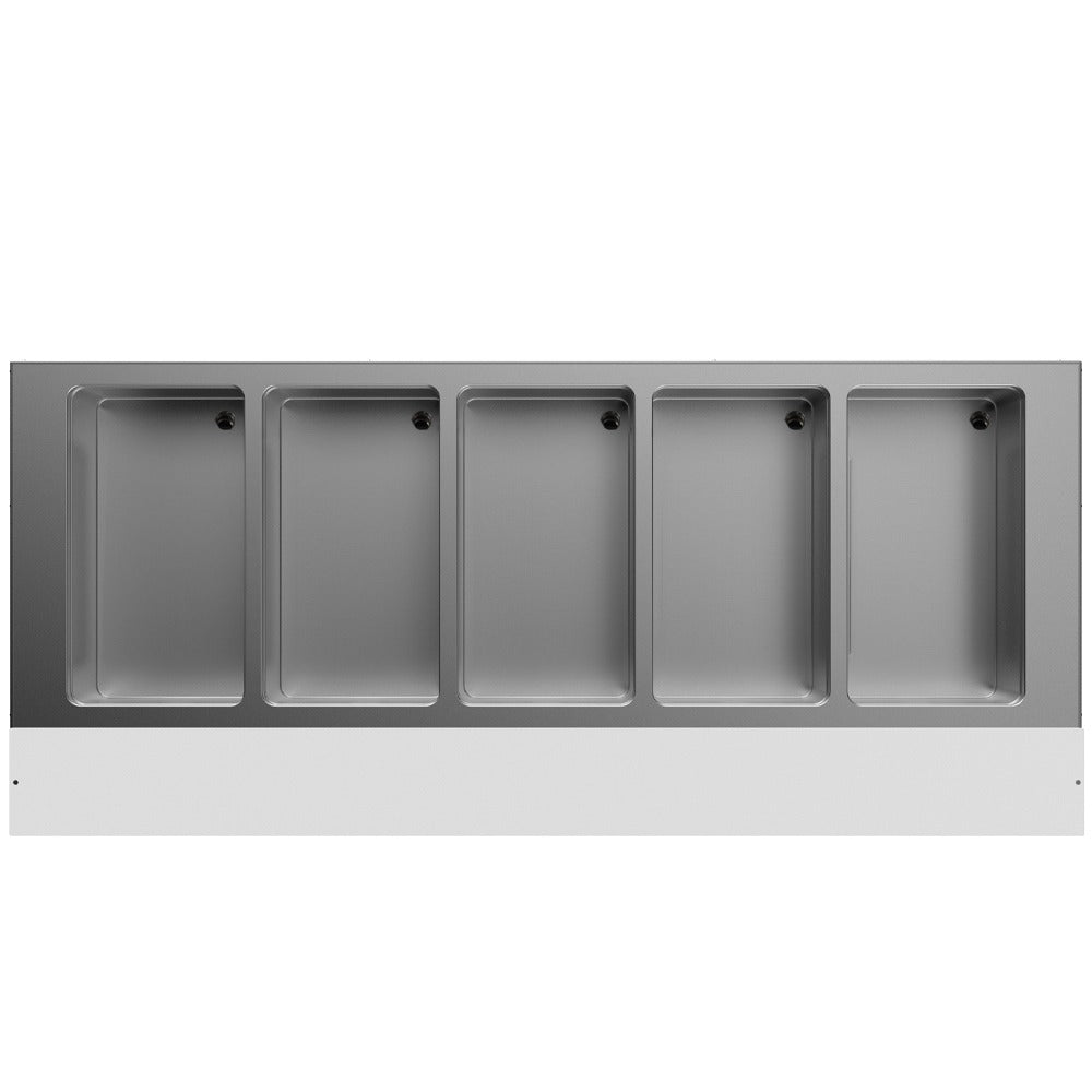 Prepline ESTC74-5S-SG electric steam table with sneeze guard, top view of the 5 sealed wells