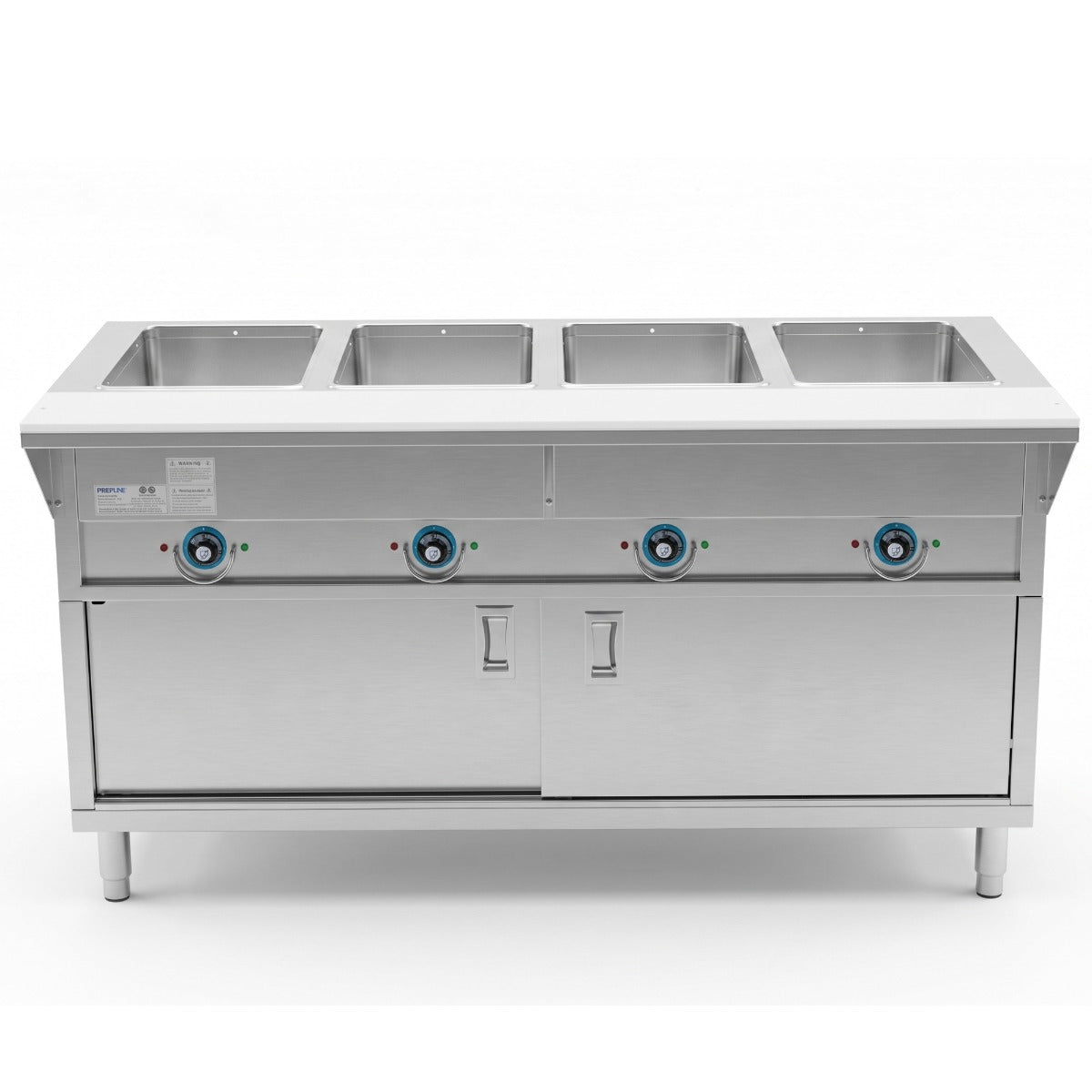 Prepline ESTC60-4S-110 4-well electric steam table, front view (representative image)